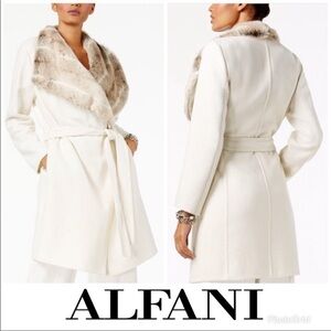 Alfani faux-fur collar belted coat